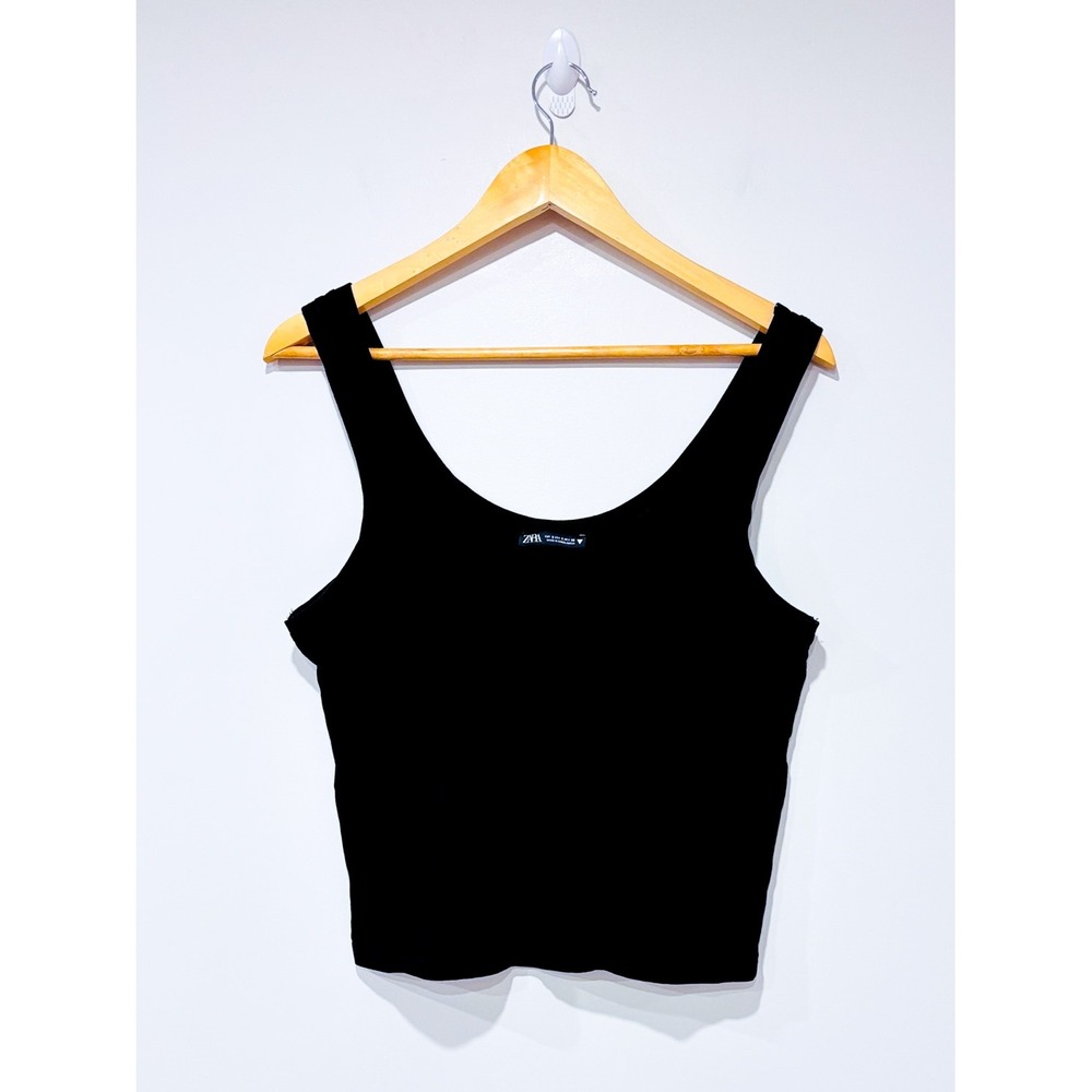 ZARA Black cropped tank top | Minimal fitted basic | Small